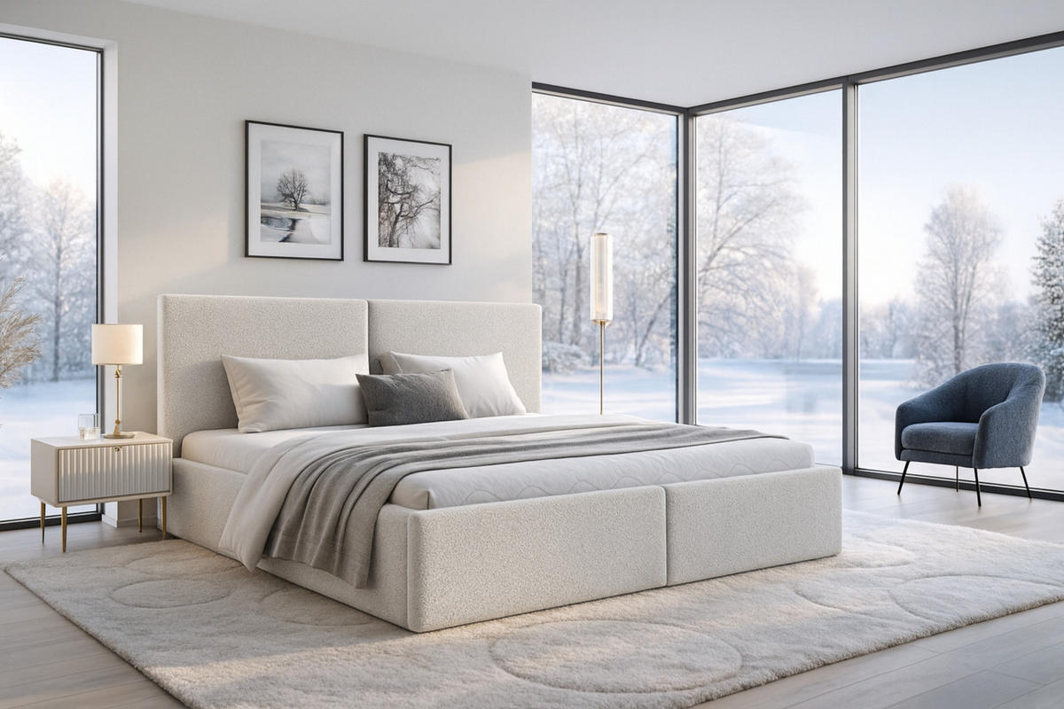 POLSTERBETT BEN 140/200 in Boucle Weiß - Weiß, Holz/Holzwerkstoff (140/200cm) - Deine Möbel 24