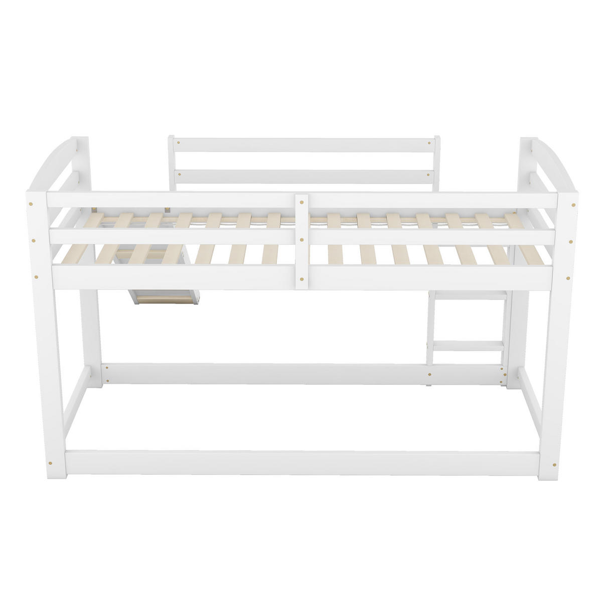 ETAGENBETT, 90x200 cm, mit Rutsche, Geländer und Leiter, Weiß - Grau, Holz (90/200cm) - OKWISH