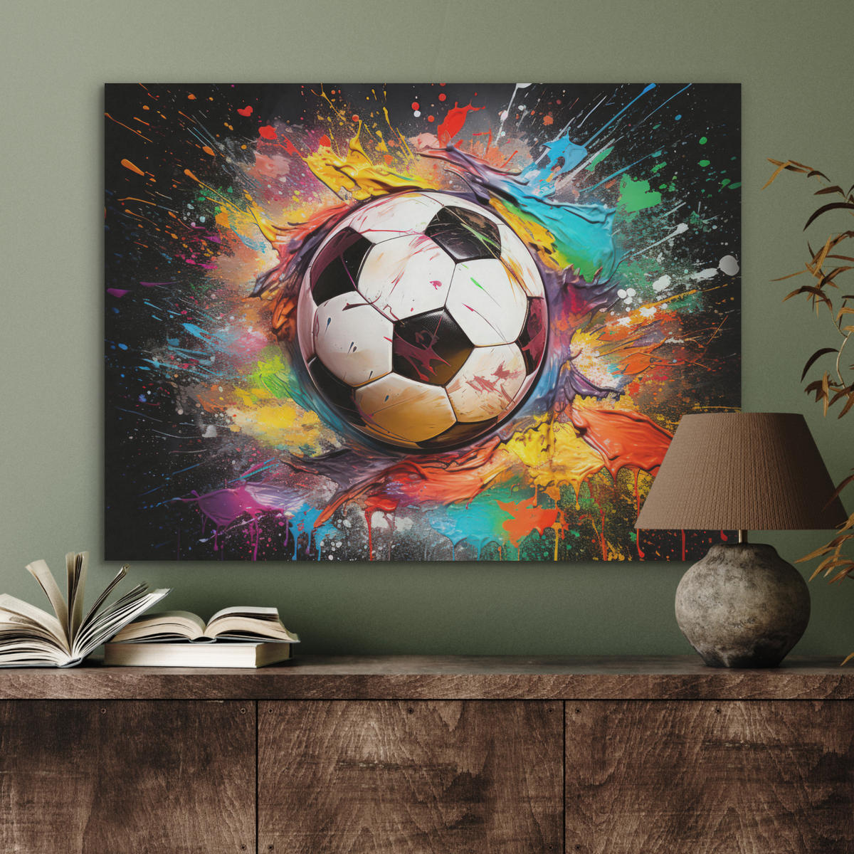 AKUSTIKPANEEL Fußball - Farbe - Farben - Schwarz - Weiß 80x60 cm - Weiß, Textil (80/0.9/60cm) - MuchoWow