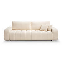 BETTSOFA GIOIA Creme Bucle-Stoff mit Schlaffunktion - Creme, Holz (248/88/105cm) - MASSENO