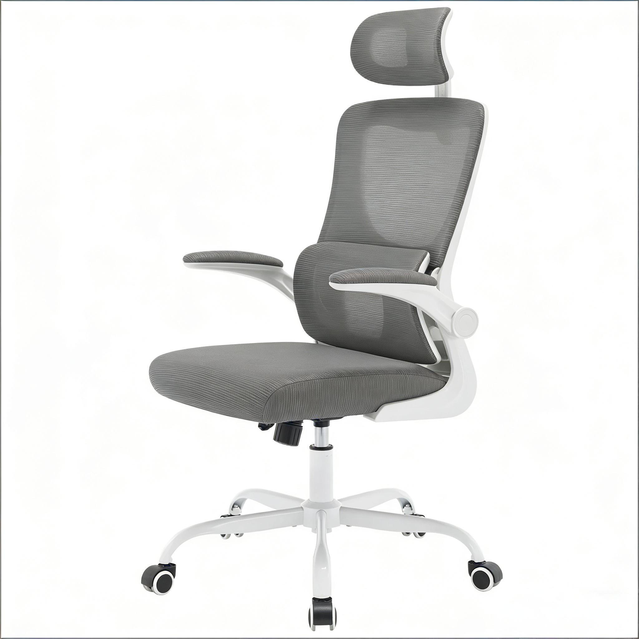 DREHSTUHL mit hoher Rückenlehne und Rollen 62 x 69,5 cm - Grau, Leder (69.5/116/62cm) - Gisaae