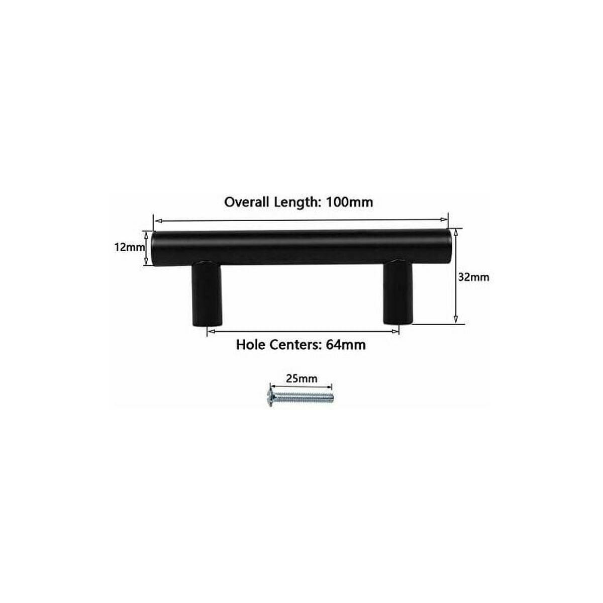MÖBELGRIFF Schwarz 20er-Set 64 mm T-Griff - Schwarz, Kunststoff (1.6/2/1.6cm)