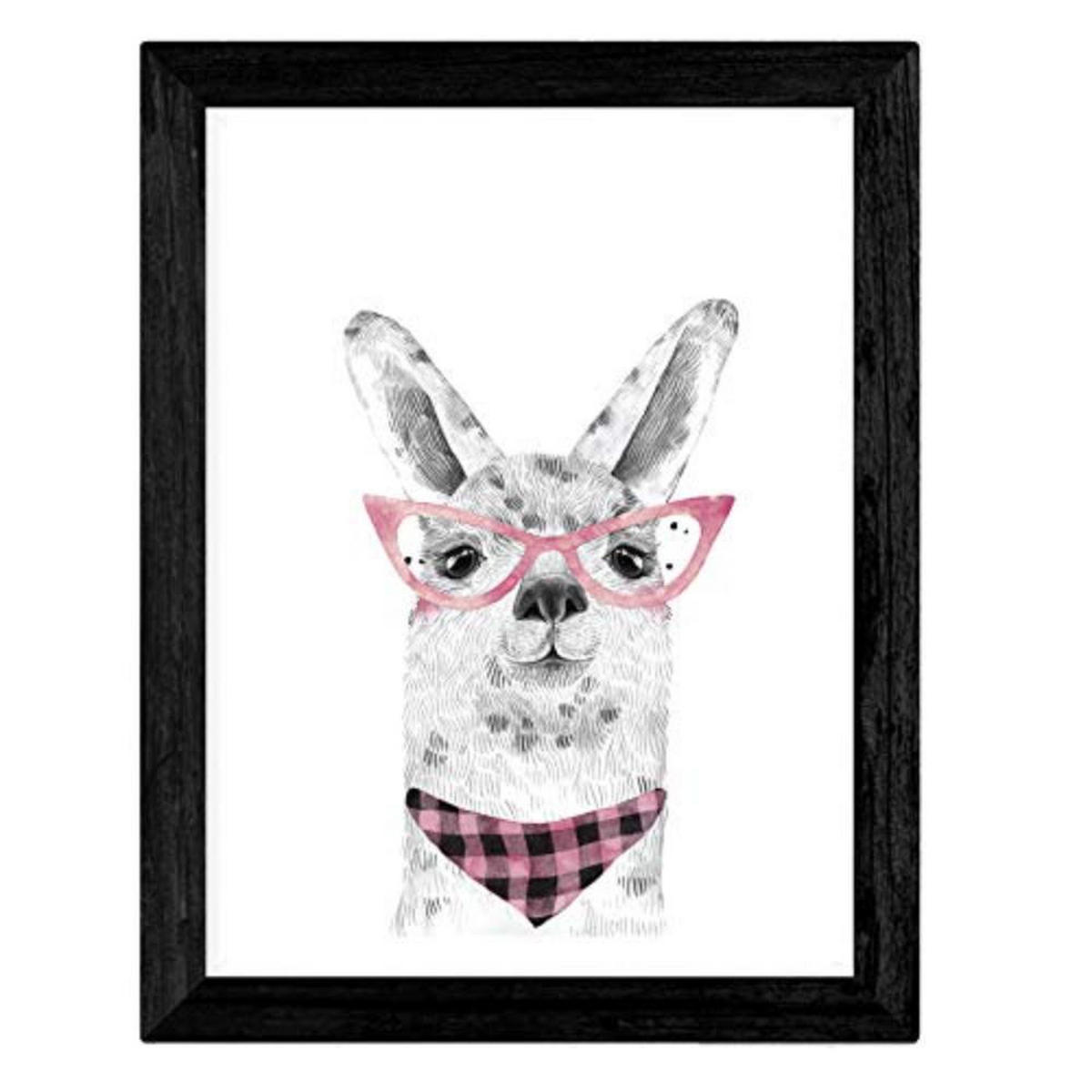 POSTER Set mit 4 Kinder Tiere mit Gläsern A4 Rahmenlos - Klar, Papier (29.7/3cm) - Nacnic