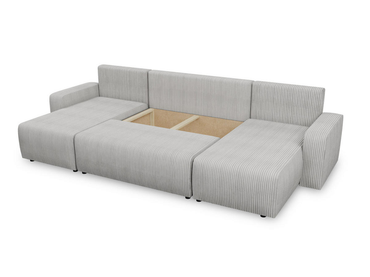 WOHNLANDSCHAFT Roma U - Beige, Holz/Textil (305/90/150cm) - Sofnet
