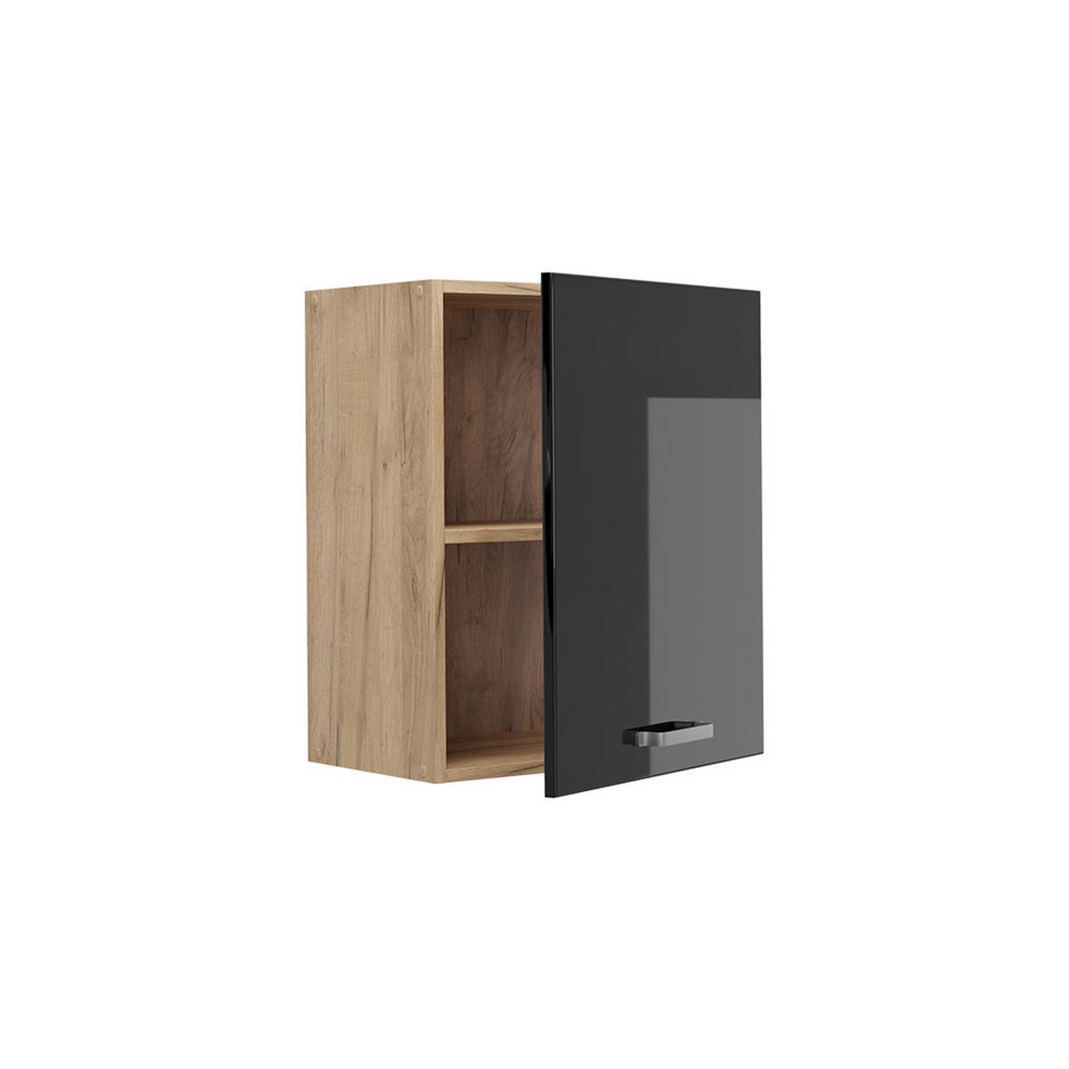 HÄNGESCHRANK R-Line, Schwarz Hochglanz/Goldkraft Eiche, 50 cm - Schwarz Hochglanz/Eichefarben, Holzwerkstoff (50/60/31cm) - Vicco