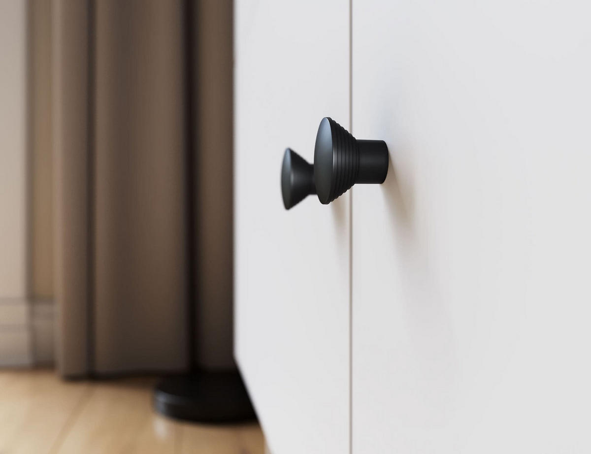 DREHTÜRENSCHRANK - Schrank Aries 120 - Weiß - Schwarz/Weiß, Holzwerkstoff (120/205/60cm) - Möblo