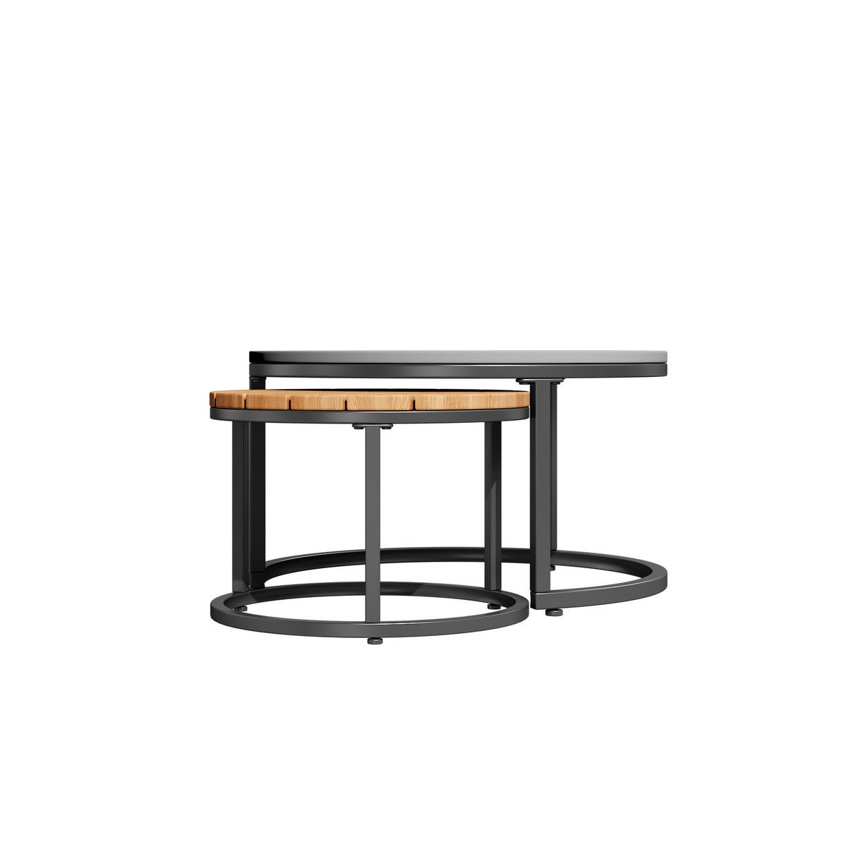 GARTENMÖBEL 123.5x58x66cm grau aus Eisen und mit Tischen - Grau, Metall - Modfu