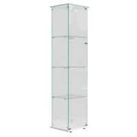 GLASVITRINE mit 4 Glasablagen, rahmenlose Doppeltüren mit Schloss, Touch-LED, in Weiß - Weiß, Glas (39.8/163/35cm) - BRILVERDE