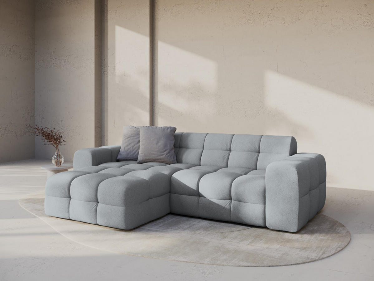 ECKSOFA links Kendal aus strukturiertem Stoff platin 4 Sitzplätze - Platinfarben, Textil (173/256cm) - Micadoni