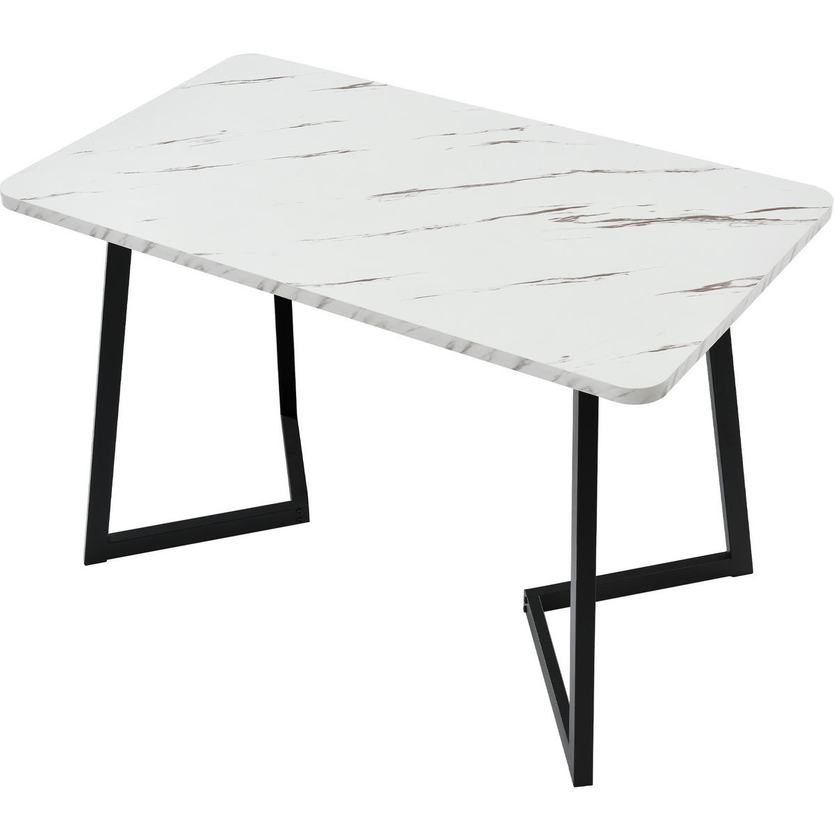 ESSTISCH MDF in Marmoroptik mit Metallgestell, 117/68/75 cm, Weiß/Schwarz - Schwarz, Holzwerkstoff (117/68/75cm) - Redom