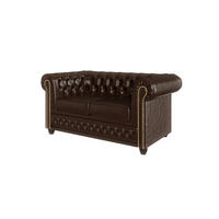 CHESTERFIELD-SOFA 2-sitzer mit Schlaffunktion Morin Braun vegan Leder - Braun, Holz/Textil (148/72/86cm) - S-Style Möbel