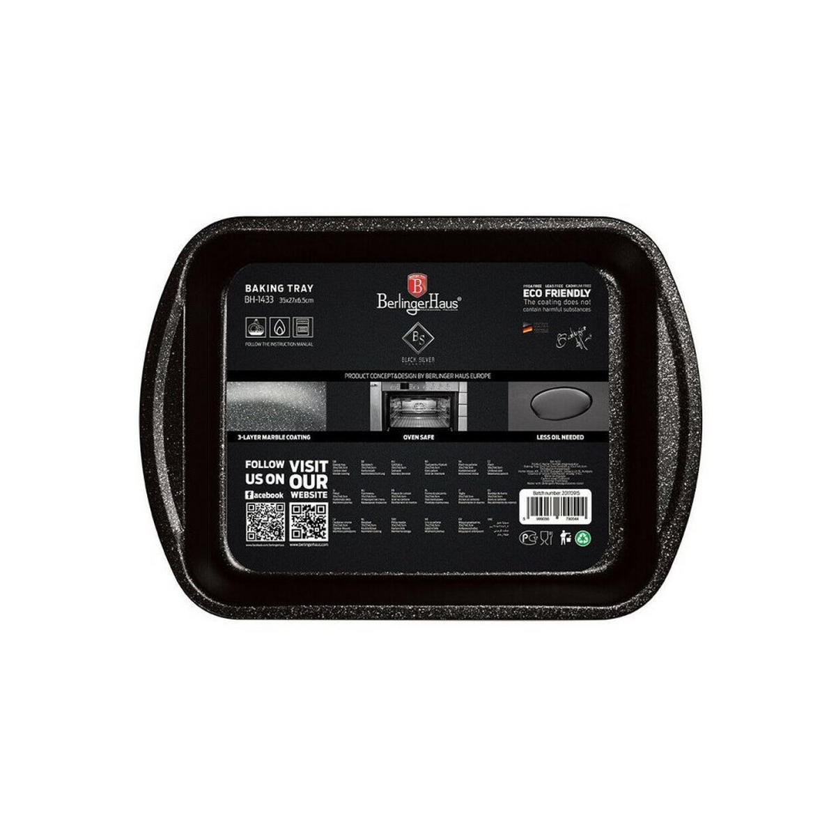 BACKBLECH Schwarz 35/27/6.5 cm BH1433 - Schwarz, Metall (27/6.5/35cm) - Berlinger Haus