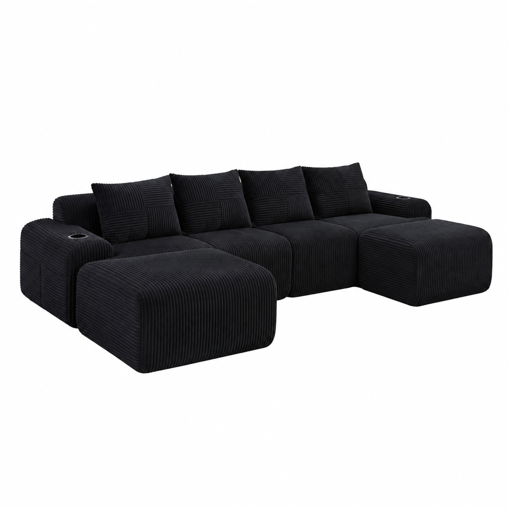 Meubliv Wohnlandschaft Schwarz 174x80x333 cm