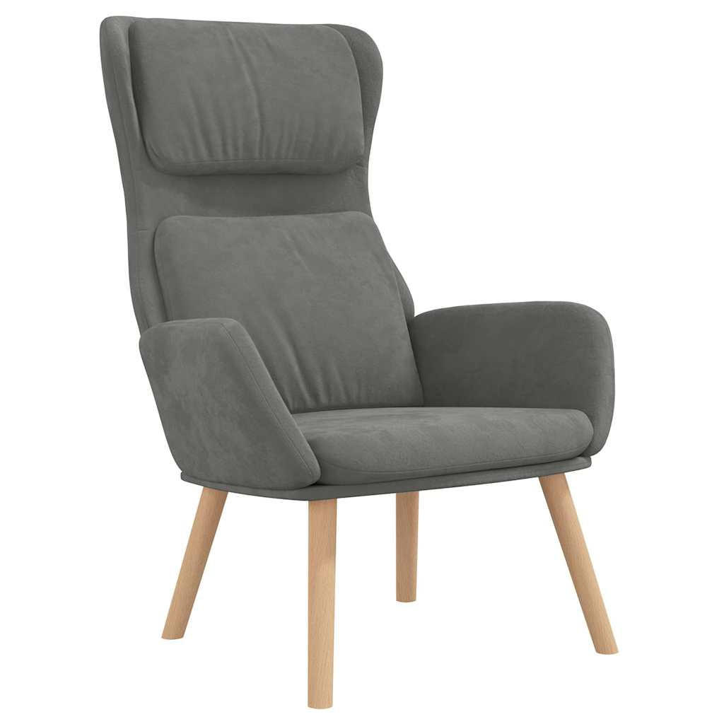 RELAXSESSEL Dunkelgrau Samt - Dunkelgrau, Textil (77/98/70cm) - vidaXL