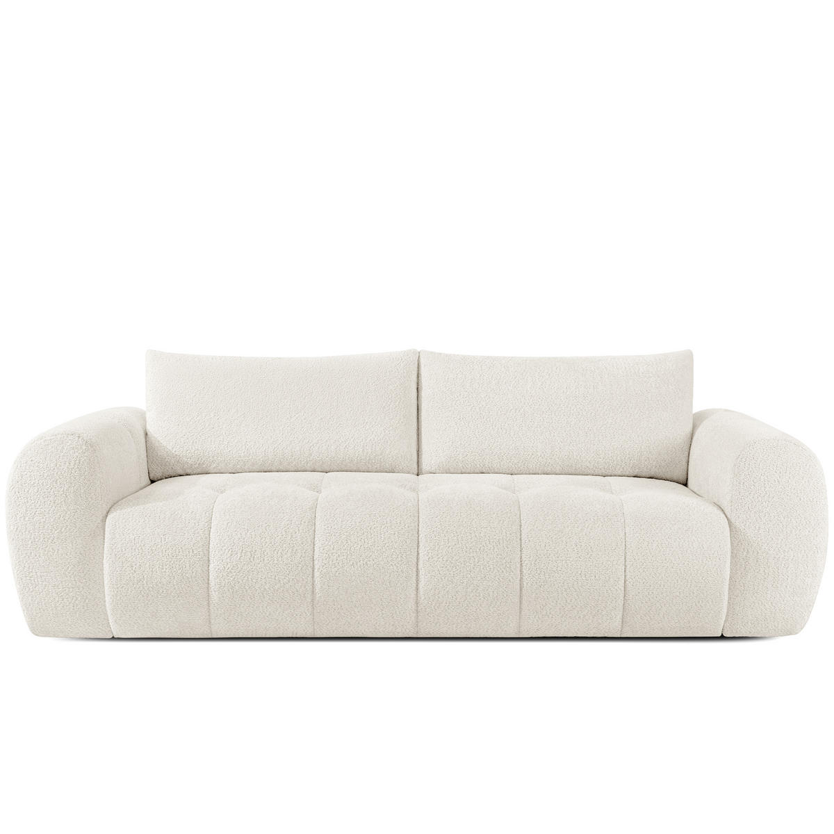 SOFA LIRA mit Pouf, Weiß, Bouclé - Weiß, Holz/Holzwerkstoff (96/43/50cm) - KONSIMO®