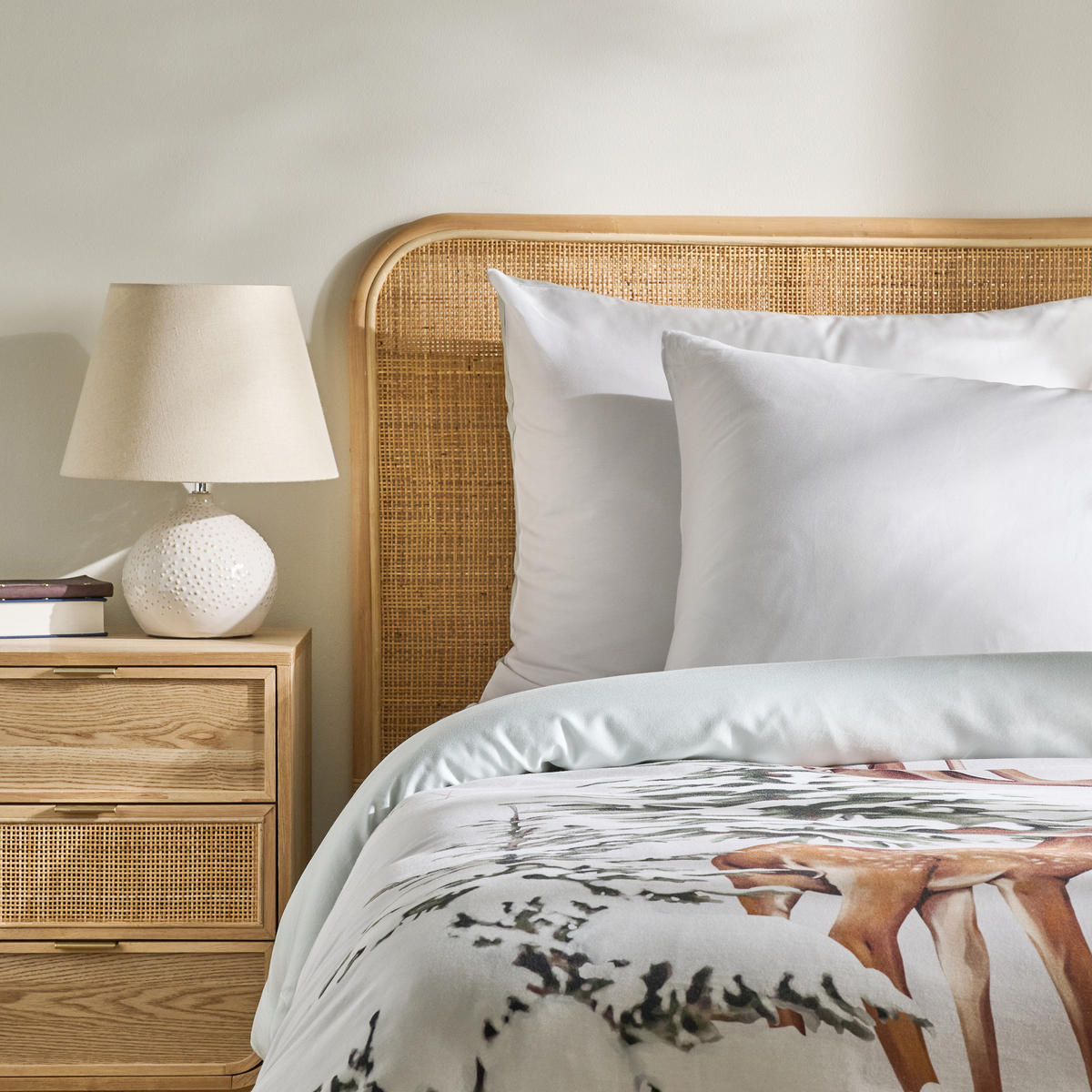 BETTWÄSCHE Satin HIVROSI, 160x200 cm, Beige, Winter Weihnachten Bettbezug, Weihnachtsdeko, Christmas, Weihnachtsmotiv - Beige, Textil (160/200cm) - home&you