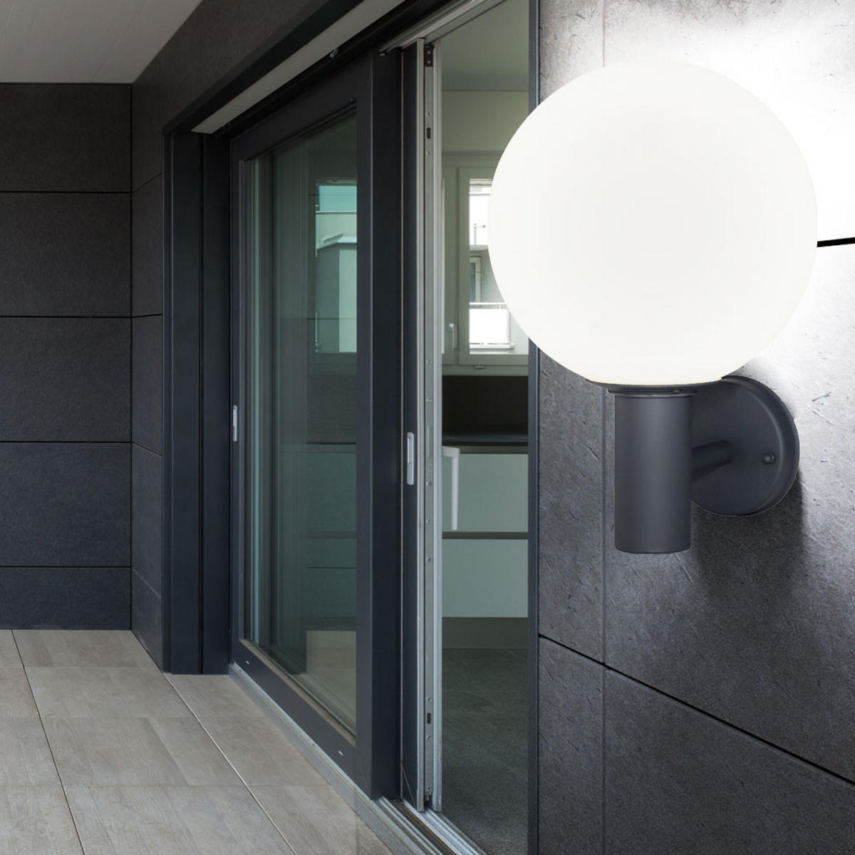 AUSSEN-WANDLEUCHTE Aluminium Anthrazit Glas Weiß - Anthrazit, Glas (25/37/26.5cm) - Globo Lighting