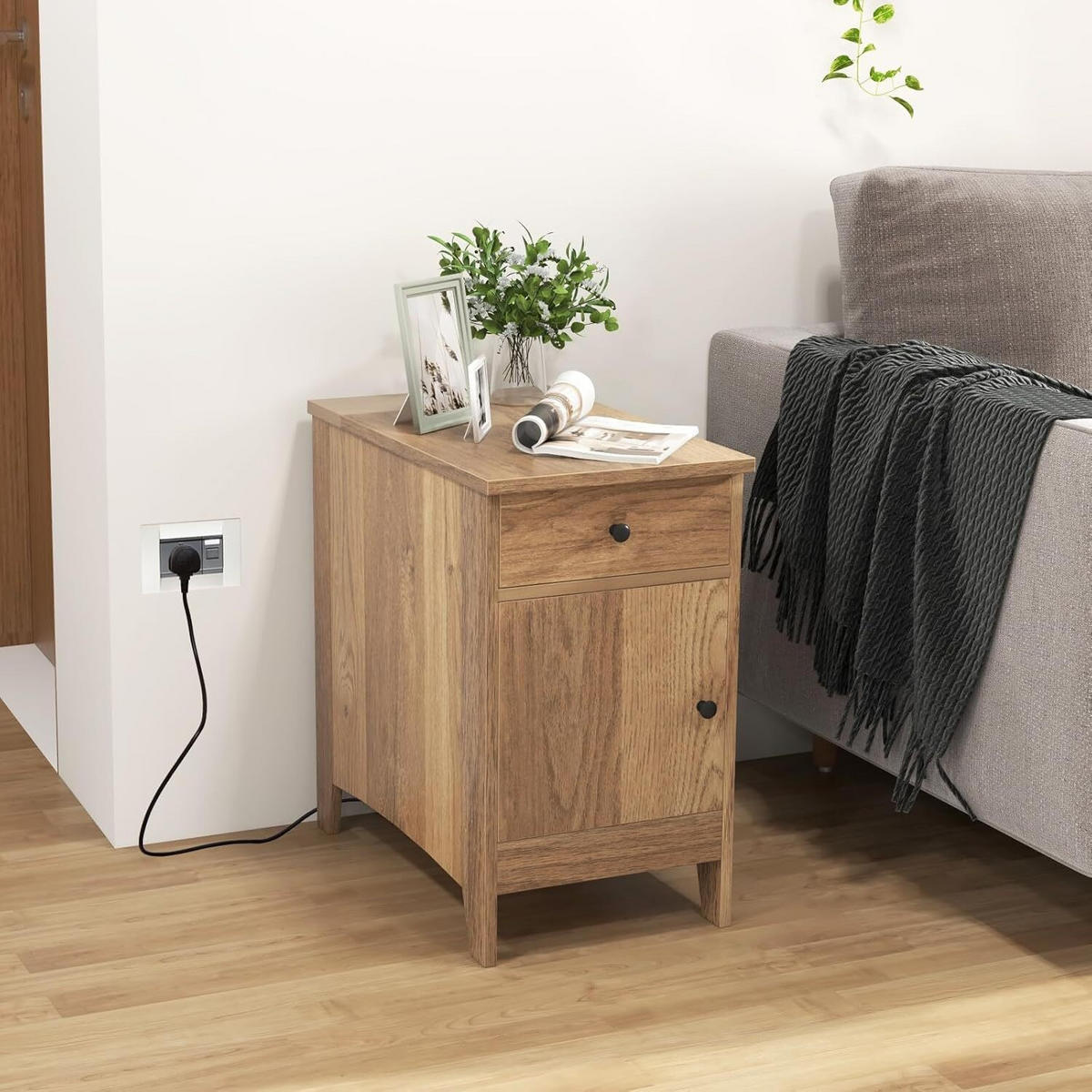 BEISTELLTISCH 60cm Natur - Naturfarben, Holz (60/35/60cm) - COSTWAY