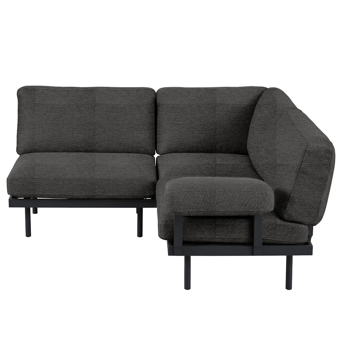 OUTDOOR-ECKSOFA - Schwarz, Textil/Metall (172/80/186cm) - home24