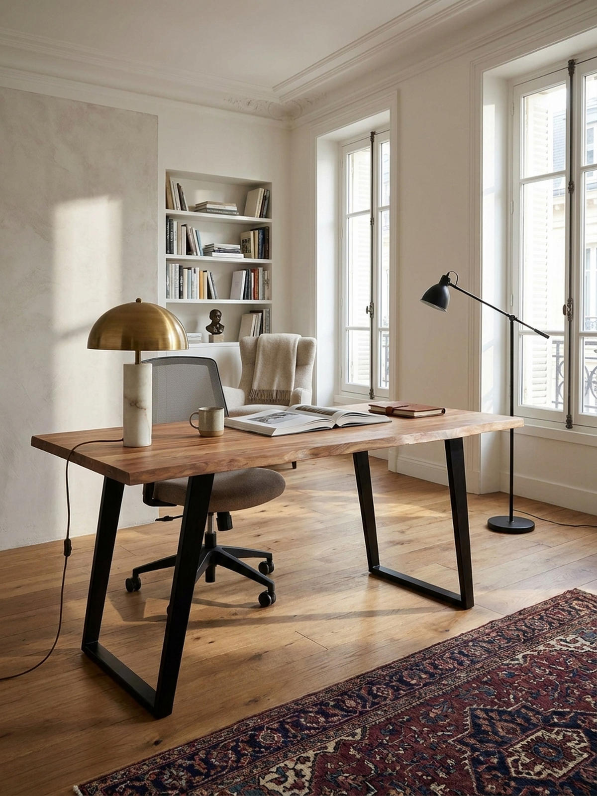 SCHREIBTISCH Massivholz Baumkante U-Gestell Handarbeit ATOLL, Goldbraun-Schwarz 160x80x76 cm - Schwarz/Braun, Holz/Metall (80/160/76cm) - KADIMA DESIGN
