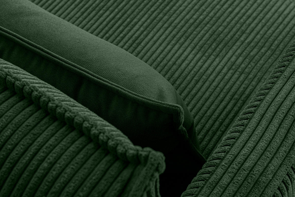 3-SITZER-SOFA GANZO 2 Kissen inklusive, Cord-Stoff, dunkelgrün - Dunkelgrün/Schwarz, Textil/Metall (193/84/92cm) - KONSIMO®