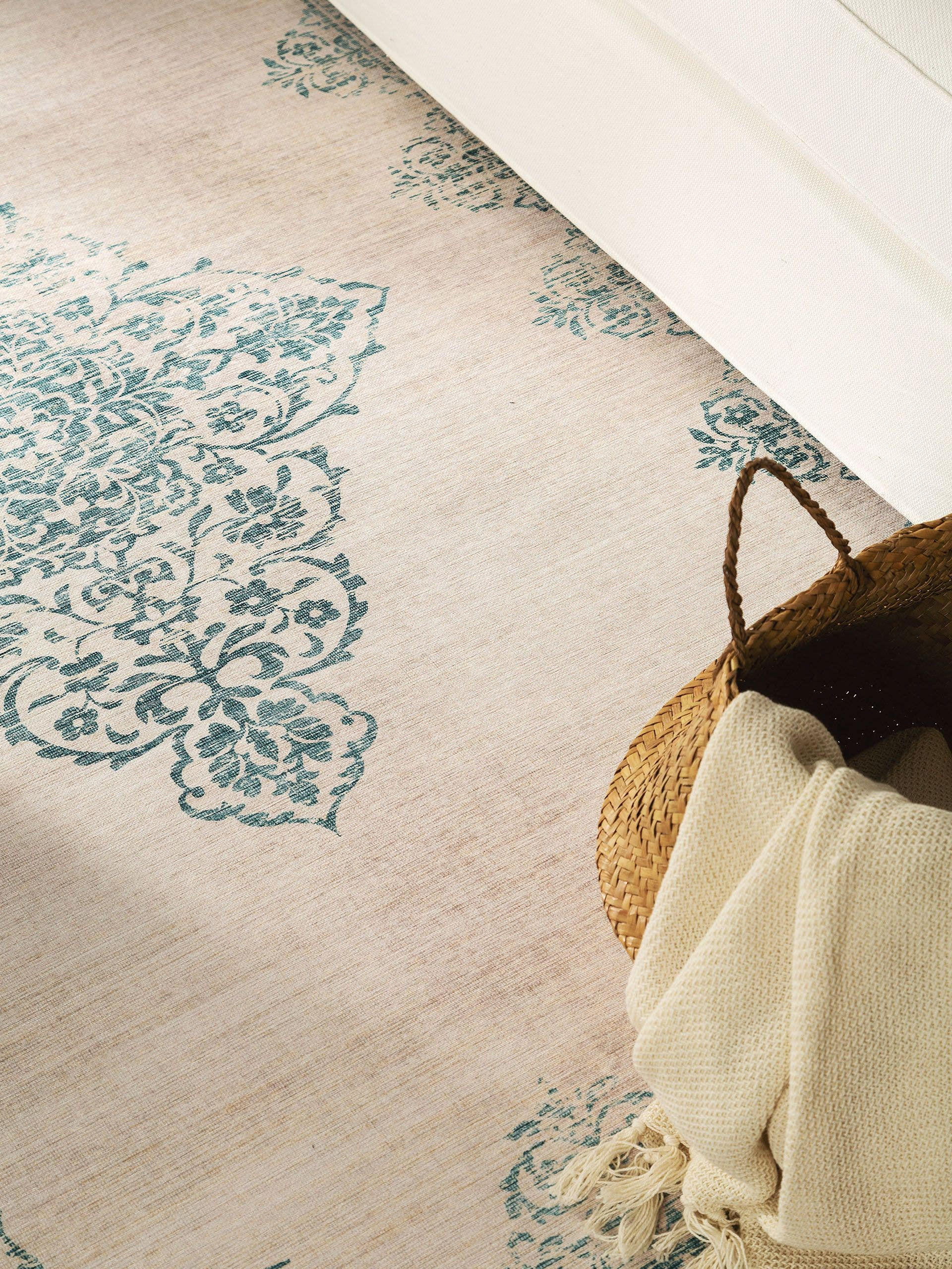 Thumbnail - benuta Pop Teppich, Türkis, Textil, Orientalisch, Rechteckig, 120x170 cm, Gots, wasserabweisend, Teppiche & Böden, Teppi...