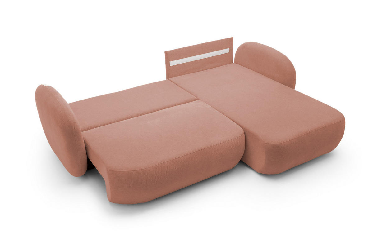 ECKSOFA OLIO L-Form Schlaffunktion mit Bettkasten, lose Rückenkissen, freistehend, RECHTS 248x174 cm Rose - Rosa, Holz/Textil (248/174cm) - DomoHome