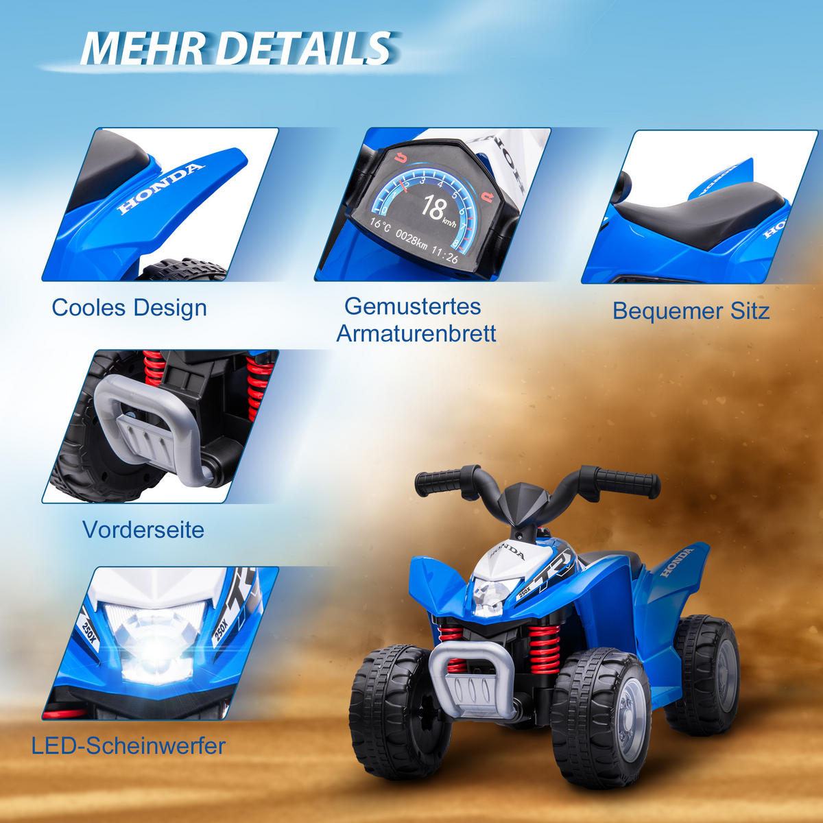 KINDERQUAD - Blau, Kunststoff/Metall (65.5/38.5/43.5cm) - AIYAPLAY