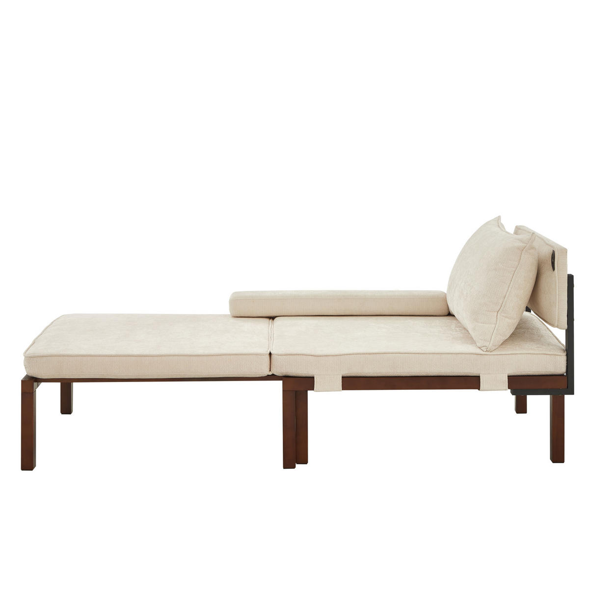 SCHLAFSESSEL 2-in-1 ausziehbar Velvet Beige mit USB Type-C - Beige, Holz (82/79/176cm) - Meubliv