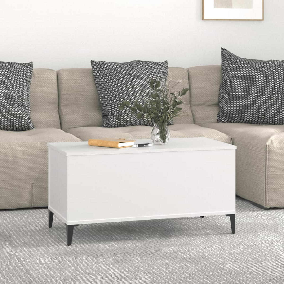COUCHTISCH Weiß 90x44,5x45 cm Holzwerkstoff - Weiß, Holzwerkstoff (90/44.5/45cm) - furnicato