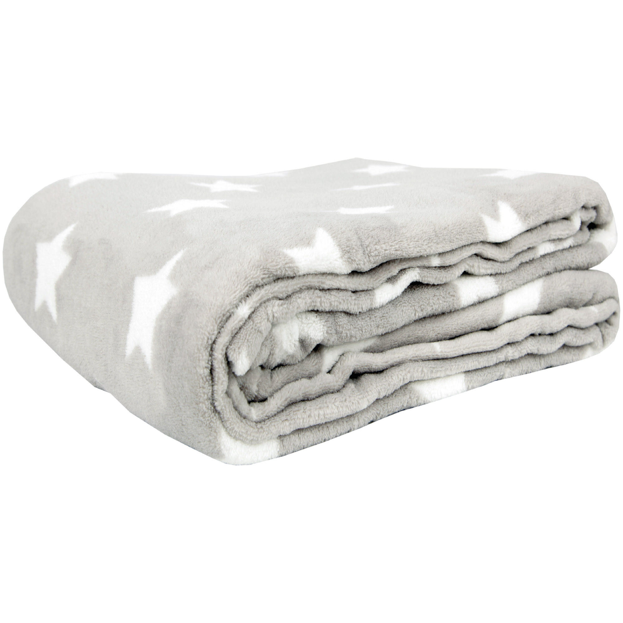 KUSCHELDECKE mit Sternen Hellgrau 180x220 cm - Hellgrau, Textil (220/180cm)