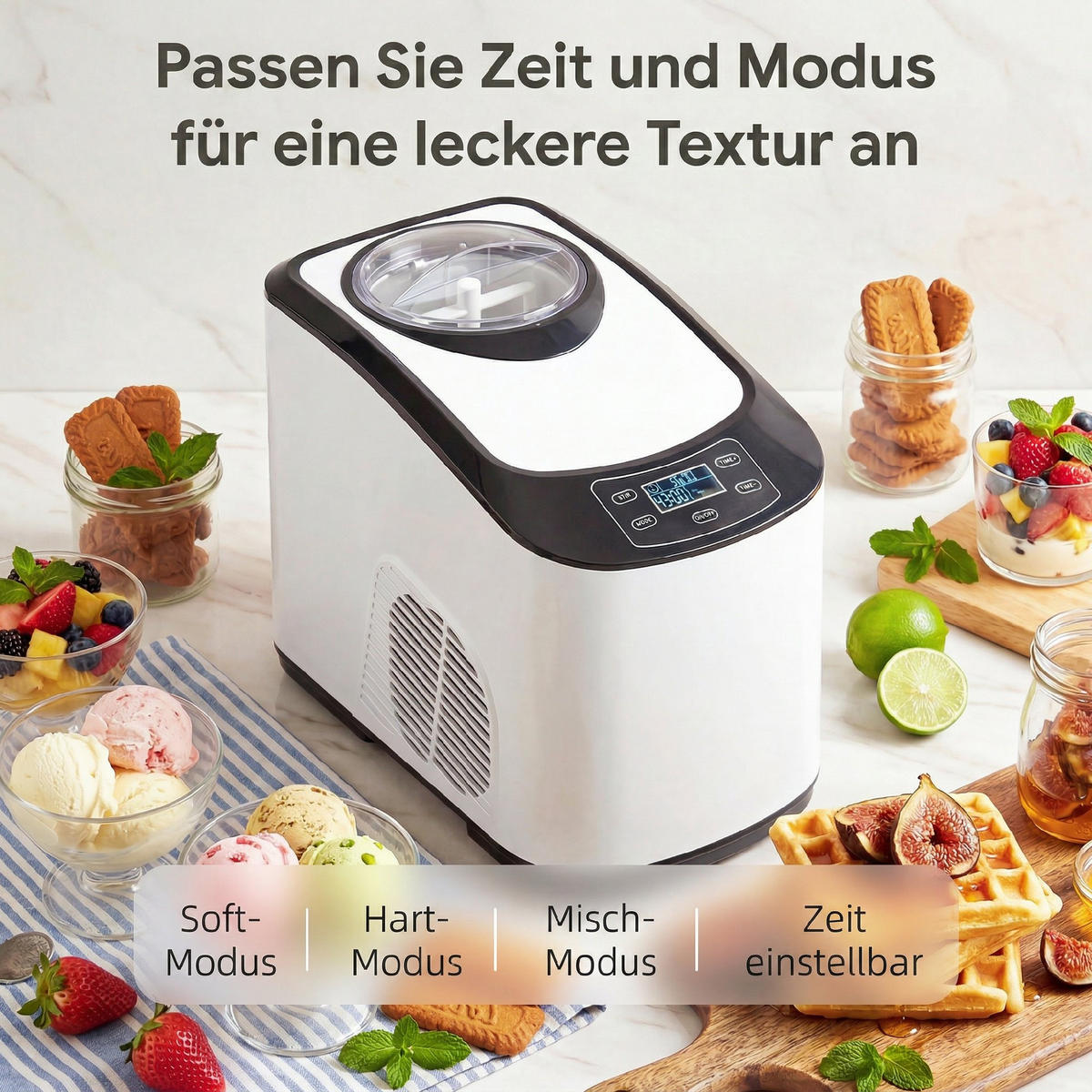 EISMASCHINE ABS Edelstahl Weiß - Weiß, Kunststoff/Metall (22.5/33/37cm) - HOMCOM