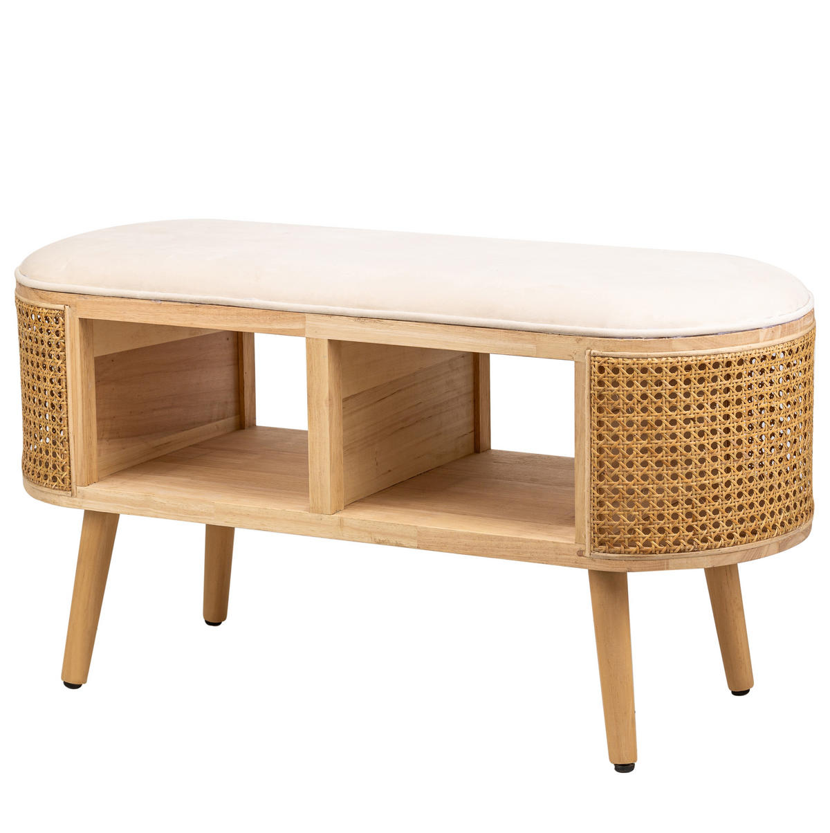 SITZBANK Rattan Beige - Beige, Holz (90/45.5/35cm) - Nordlys