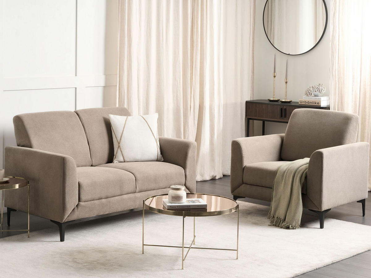 2-SITZER-SOFA taupe Fenes - Beige/Schwarz, Textil (142/90/75cm) - Beliani