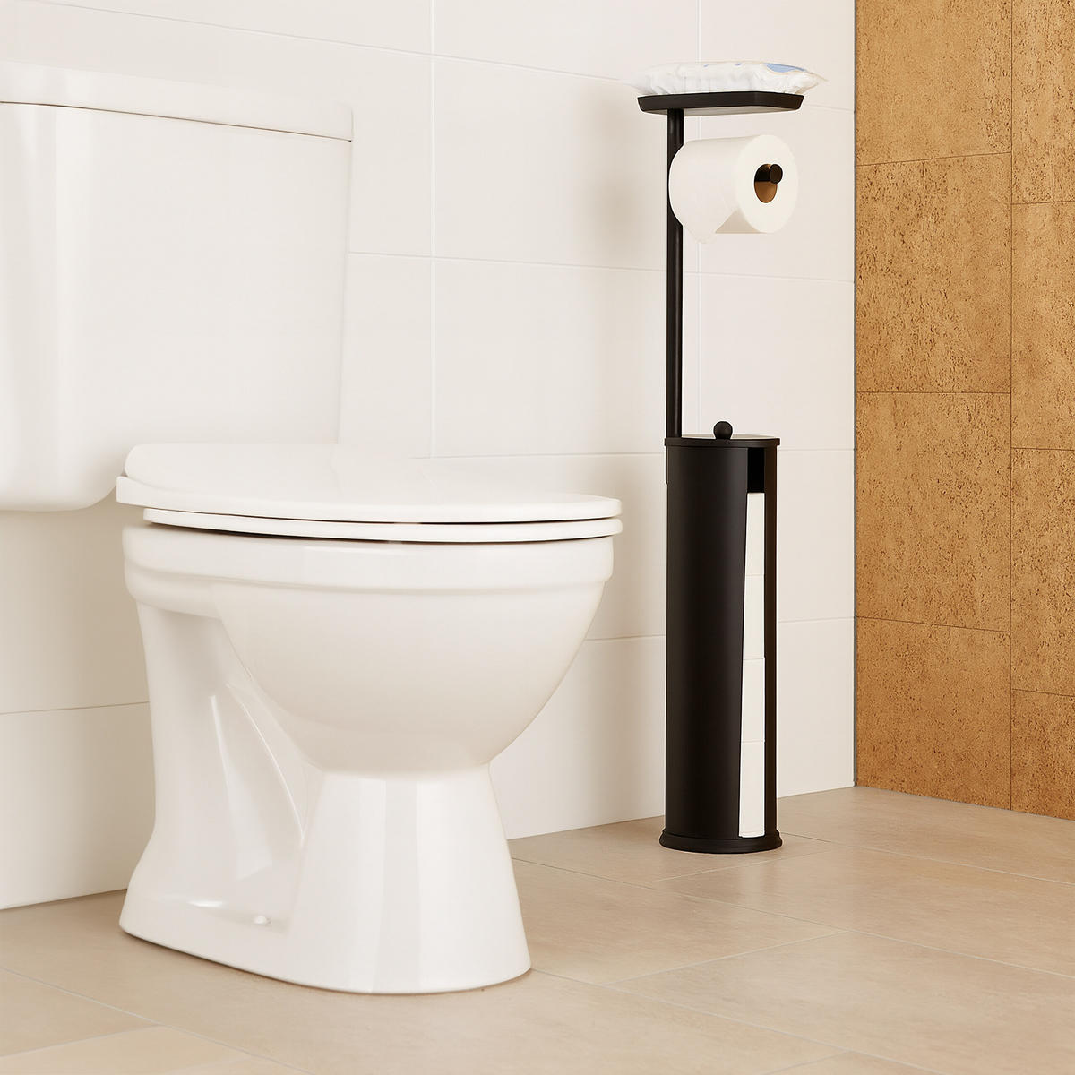 TOILETTENPAPIERHALTER - Schwarz, Kunststoff/Metall (22/91/14cm) - Relaxdays
