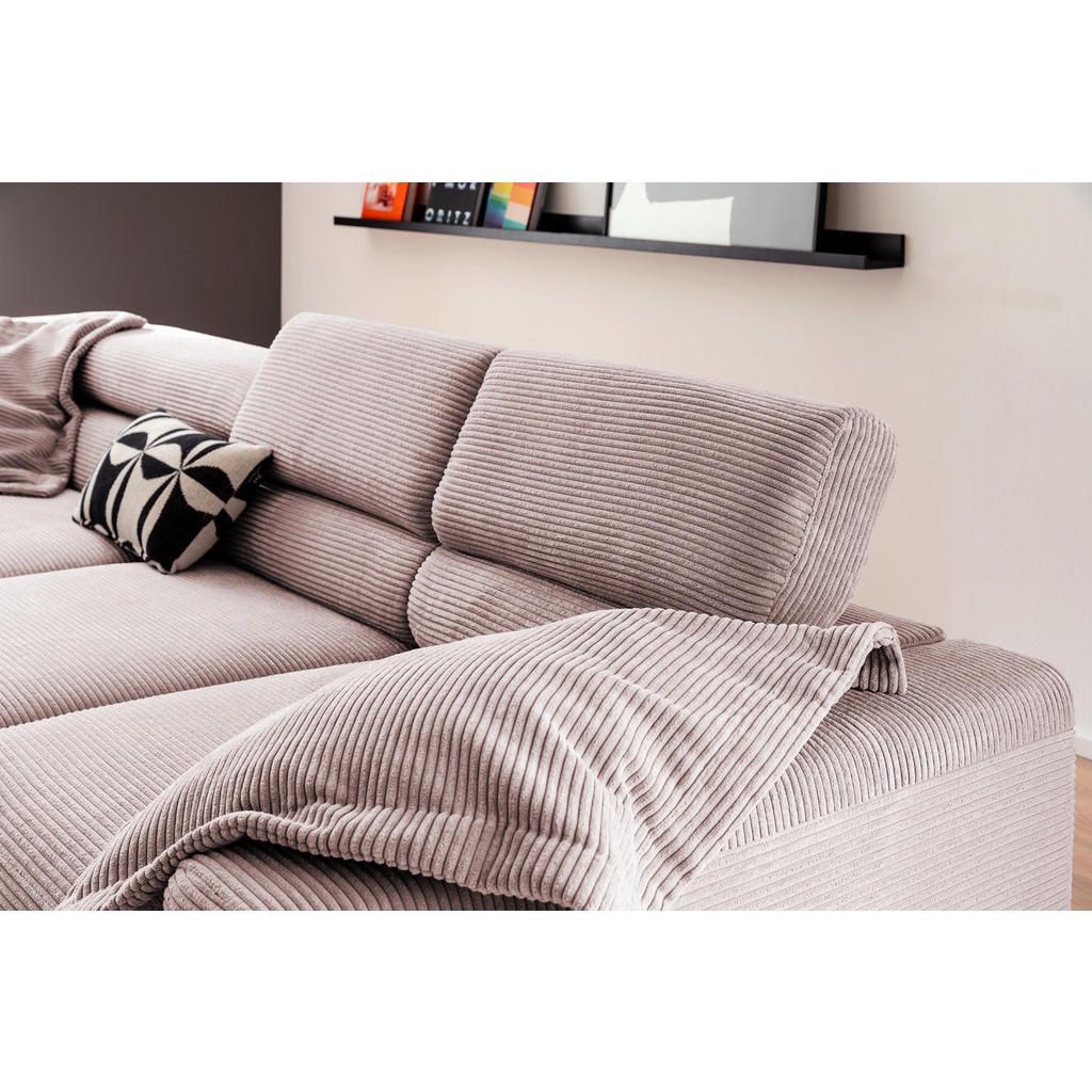 Thumbnail - Kawola Ecksofa, Pink, Textil, Echtholz, 4-Sitzer, Füllung: Komfortschaum, Ottomane links, L-Form, 276x219 cm, Wohnzimmer...