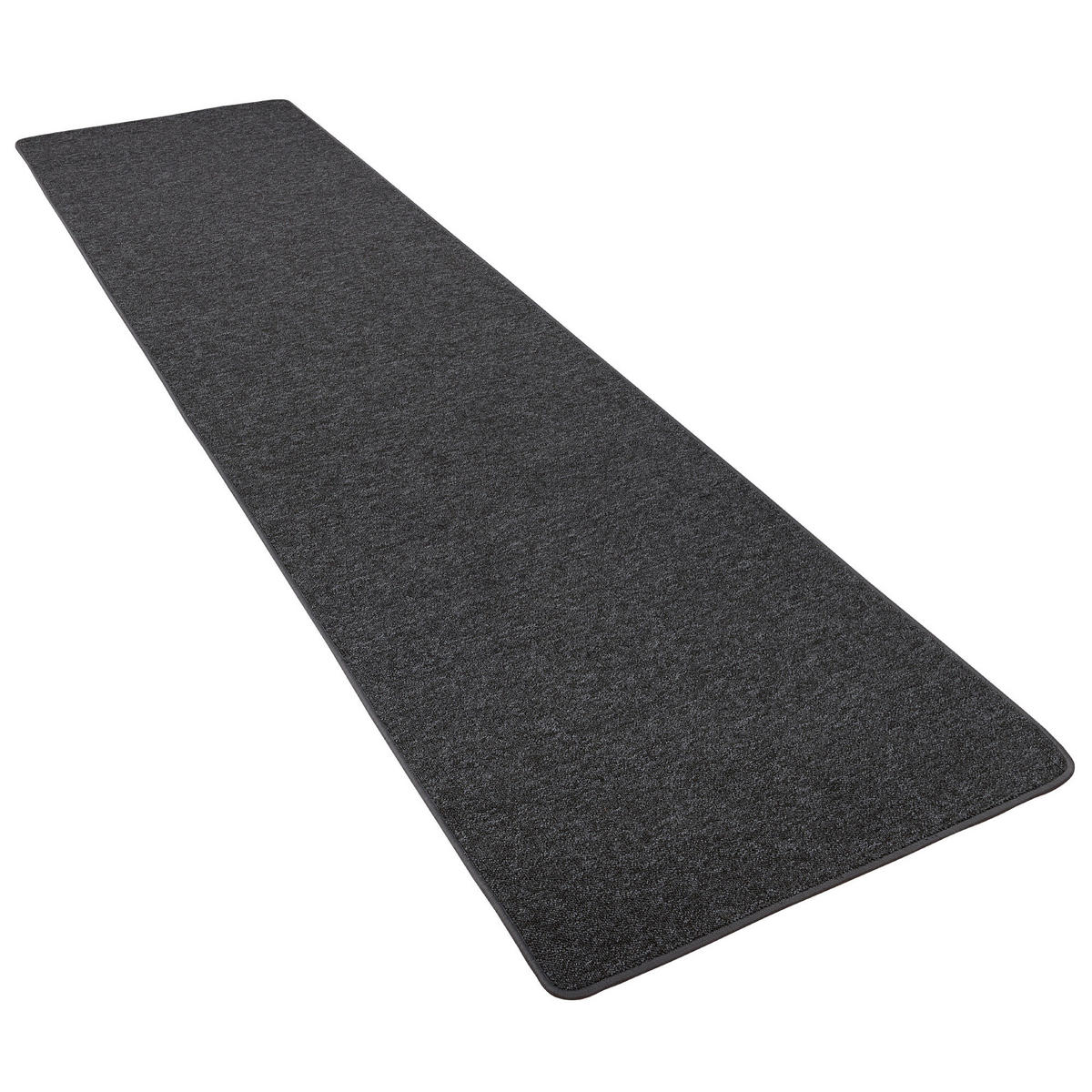 FEINSCHLINGEN VELOUR LÄUFER TEPPICH STRONG - Schwarz/Grau, Textil (100/300cm) - Snapstyle