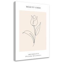 WANDBILD blume linienkunst - Beige, Textil (40/60cm) - Feeby