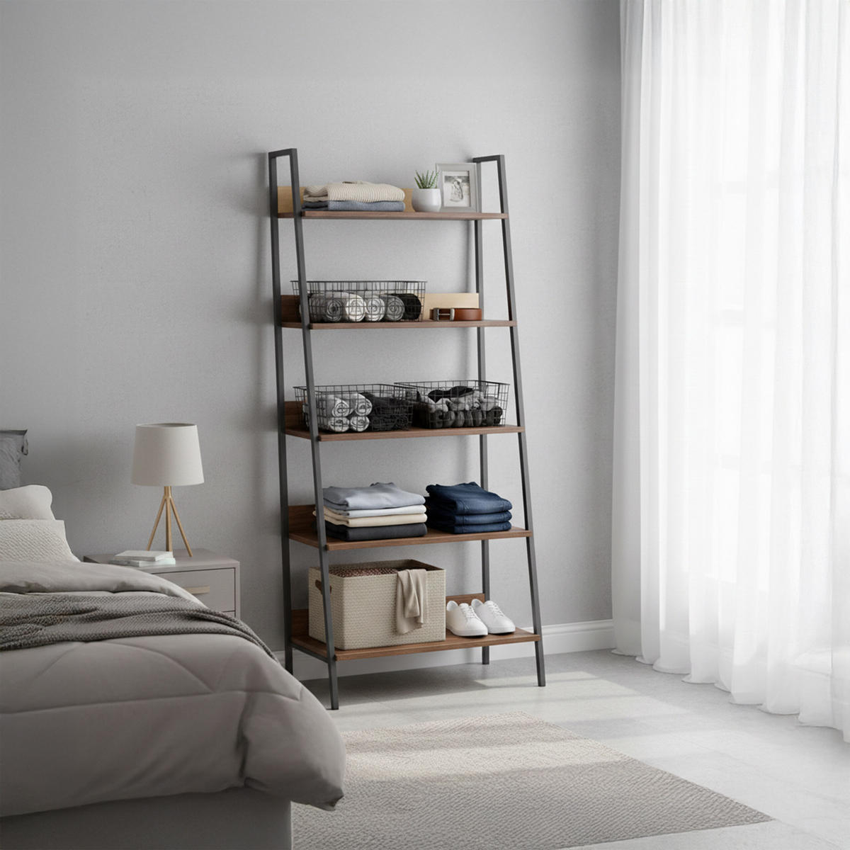 STANDREGAL - Dunkelbraun, Holzwerkstoff/Metall (60/170/30cm) - Relaxdays