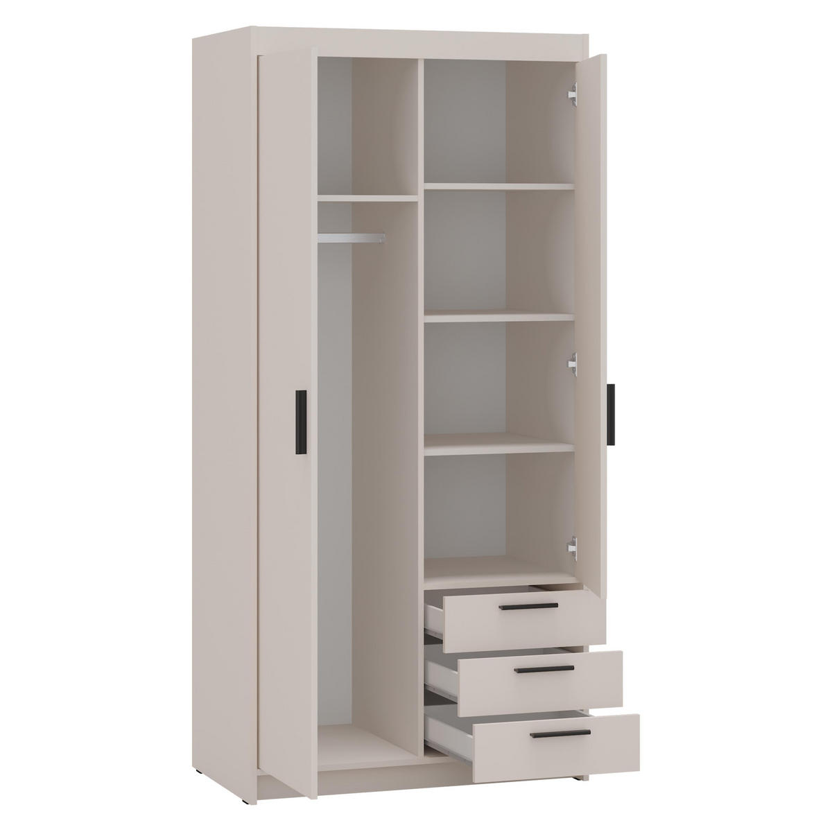KLEIDERSCHRANK Storicos Beige 89,7/190,5/53 cm - 2T3S Modern mit Schubladen - Beige, Holzwerkstoff/Kunststoff (89.8/190.5/53cm) - AX Living