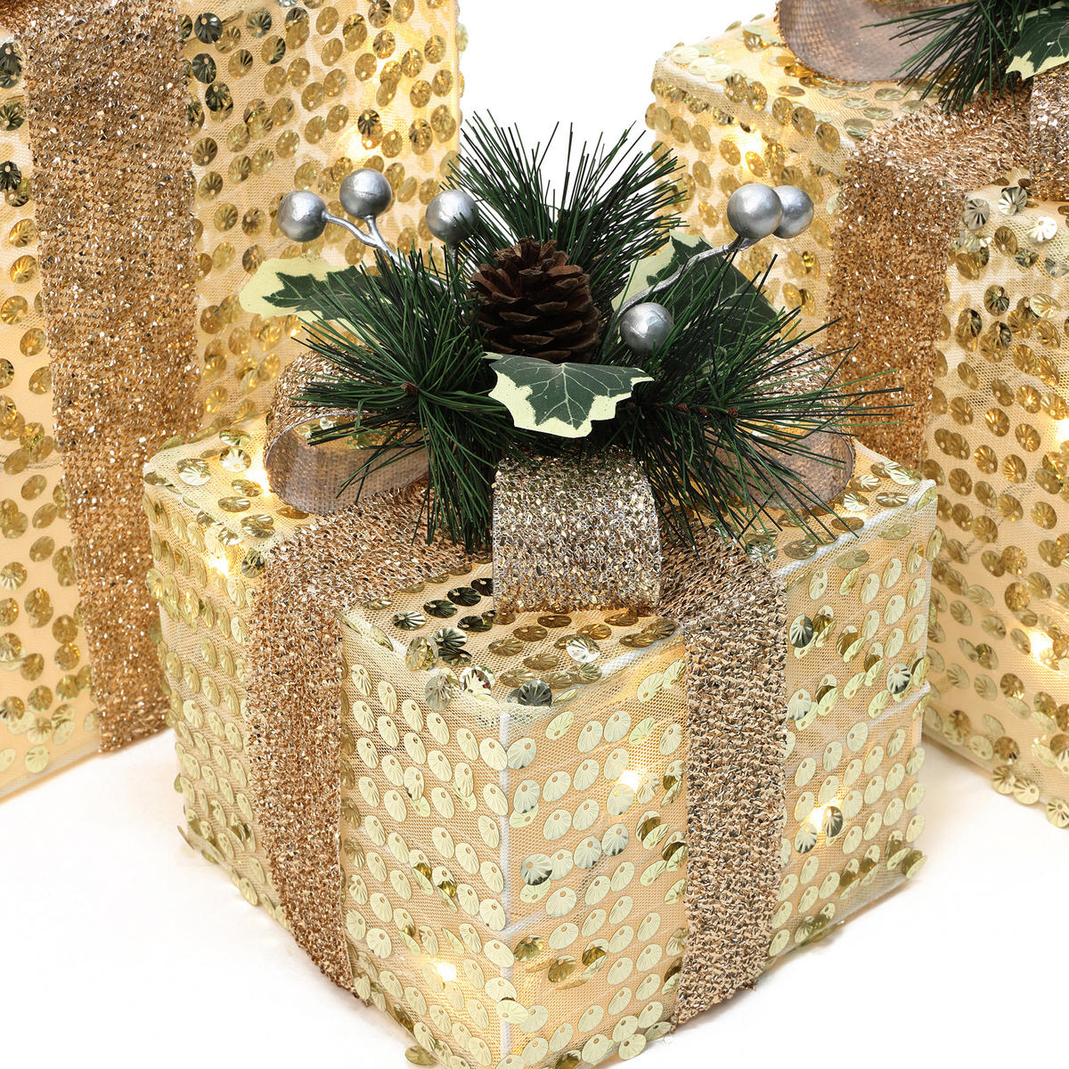 GESCHENKBOX HTHD0254 - Goldfarben, Kunststoff/Metall (25/29/25cm) - Hometopia