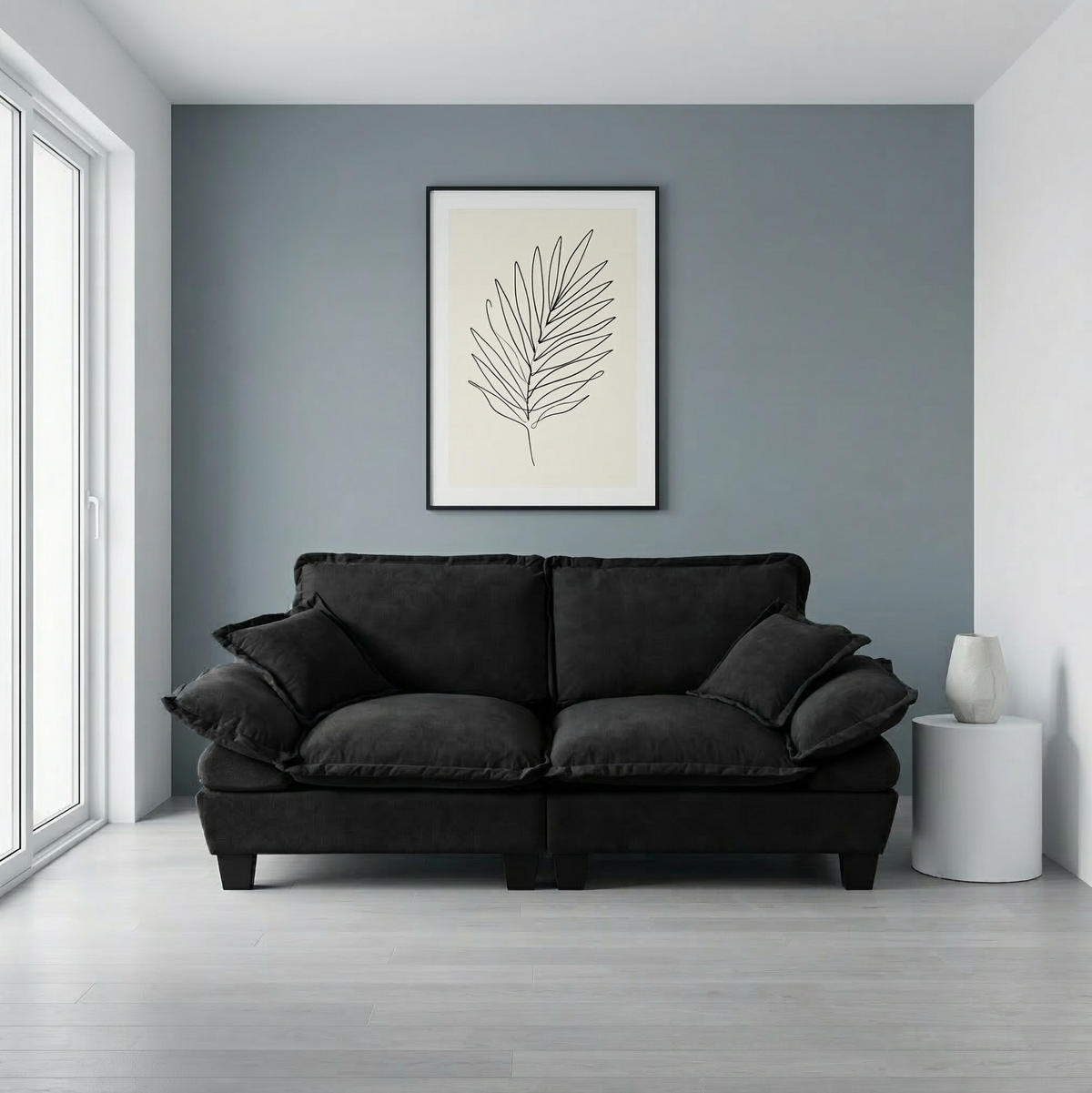 SOFA 2-Sitzer Modulsofa ca. 194 x 82 x 90 cm Chenille Black - Schwarz, Holzwerkstoff (82/90/194cm) - Meubliv
