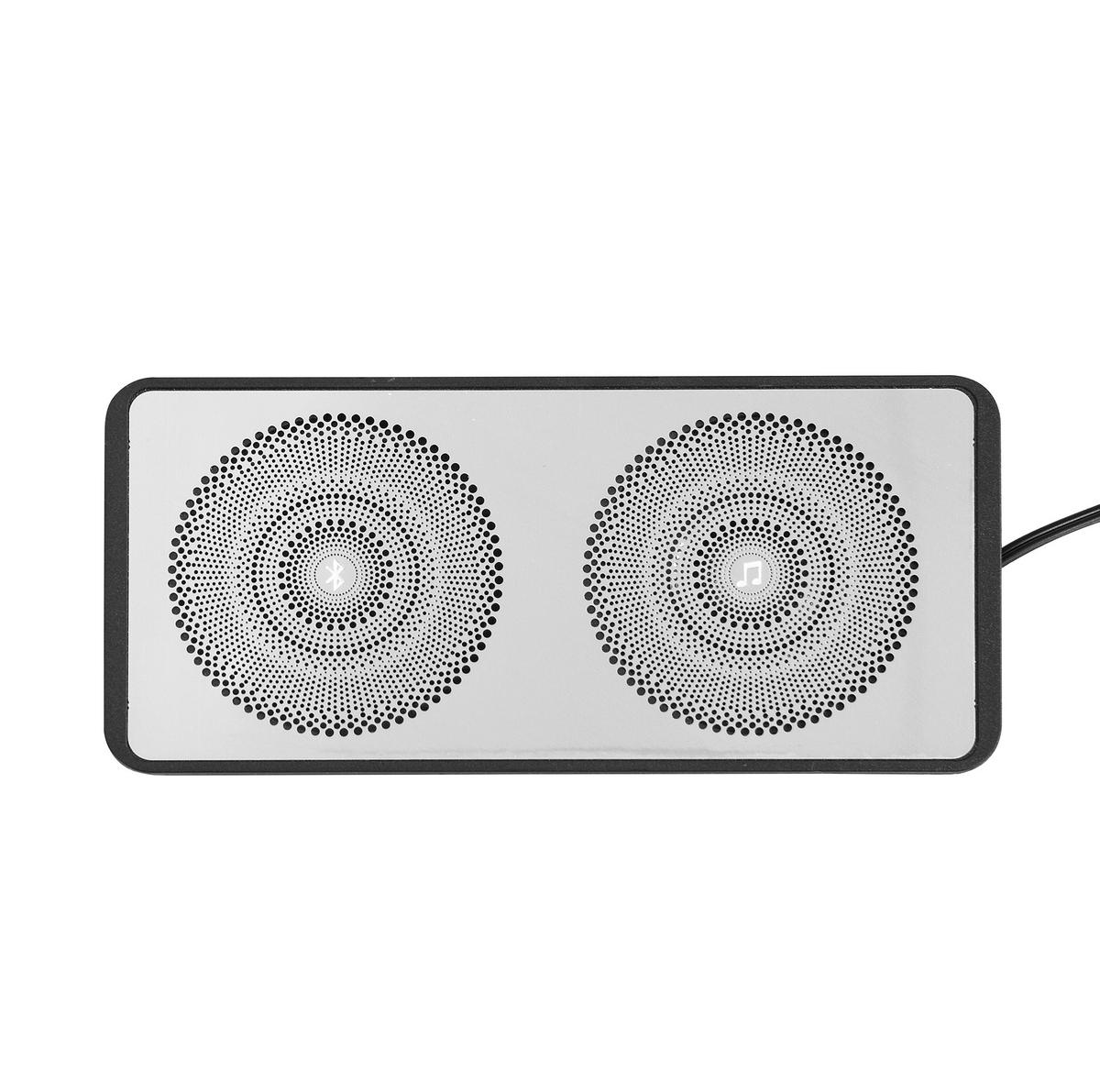DOPPELBETT 160/200 cm aus MDF mit USB-A/USB-C, Bluetooth-Lautsprechern, Uhr, LED-Lichtleiste und 2 Nachttischen, Weiß - Weiß, Holzwerkstoff (160/200cm) - Redom
