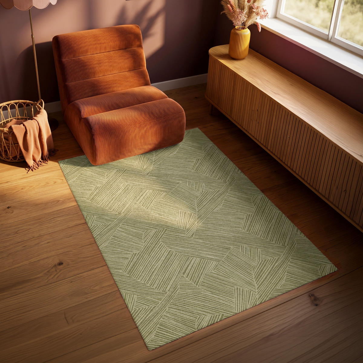 KOBERCE - Abstraktné - Moderné - Zelené - 90x150 cm - olivovozelená, textil/plast (90/0.4cm) - OnlyWow