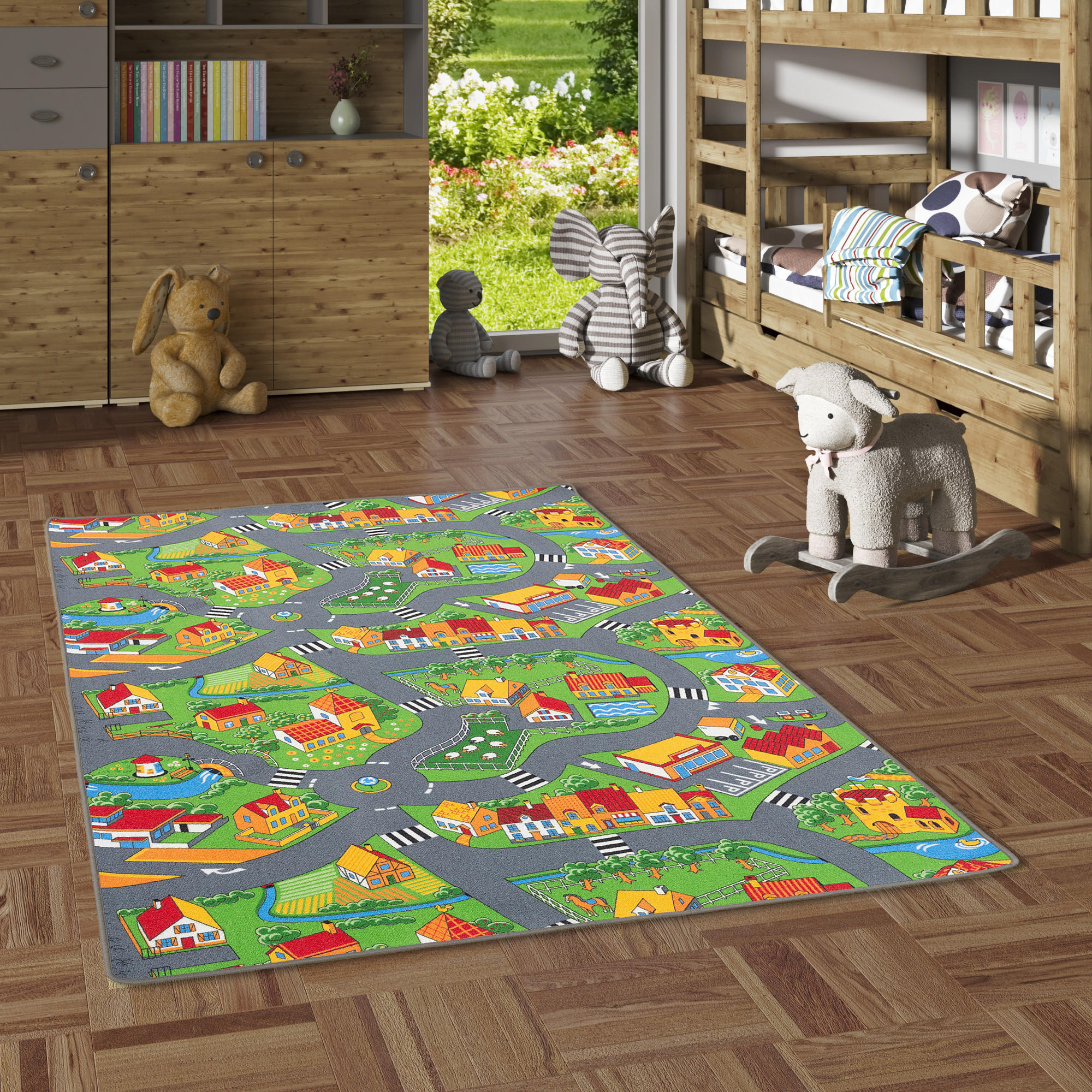 KINDER SPIEL STRASSENTEPPICH - Grün, Textil (140/200cm) - Snapstyle