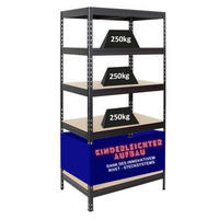 SCHWERLASTREGAL Rivet 180x90x60 cm Fachlast 250 kg Innovatives Stecksystem Schwarz - Schwarz, Metall (90/180/60cm) - PROREGAL