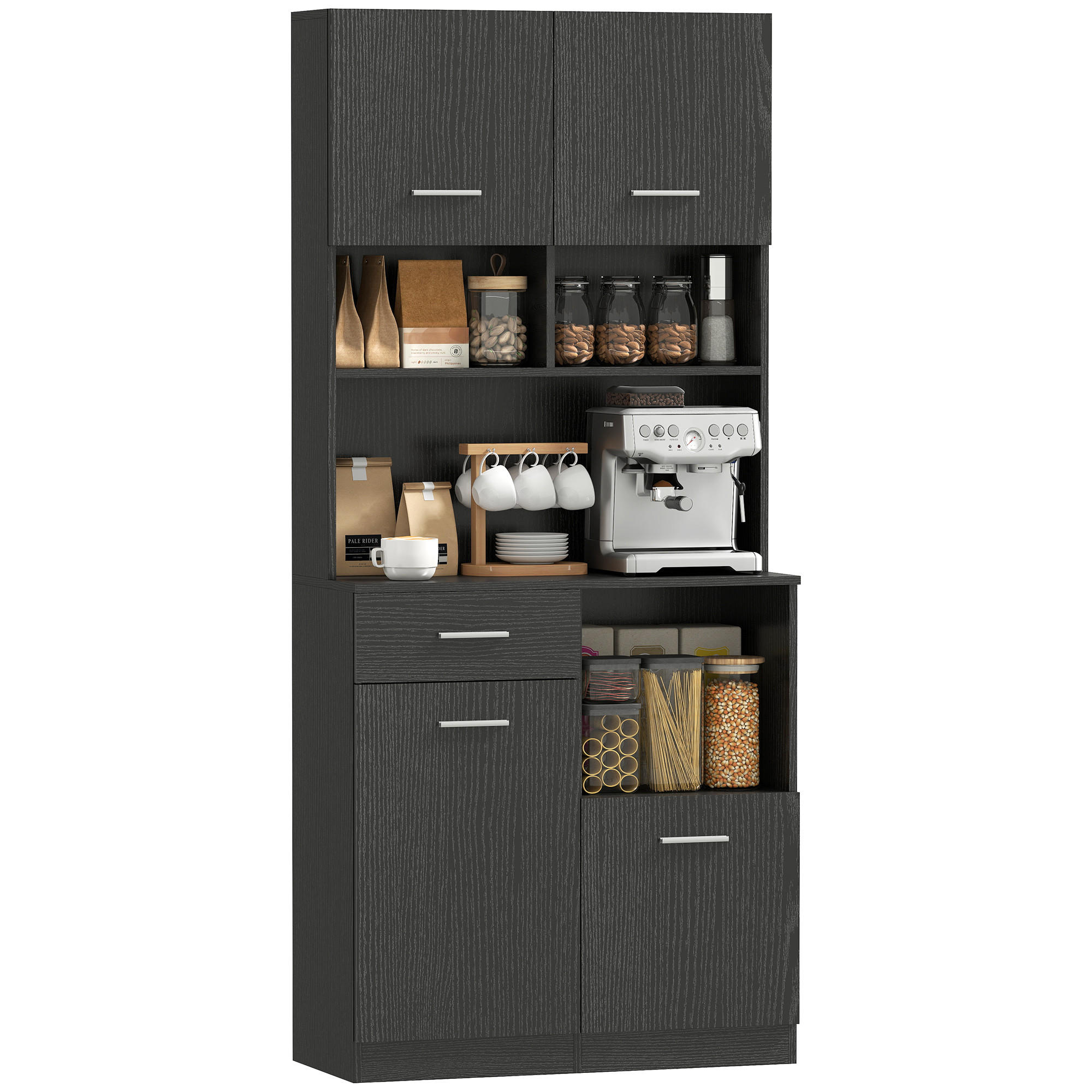 BUFFET DE-08698 Buffet mit Soft-Close Türen Schwarz - Schwarz, Holzwerkstoff (35/180/80cm) - ComfortXL