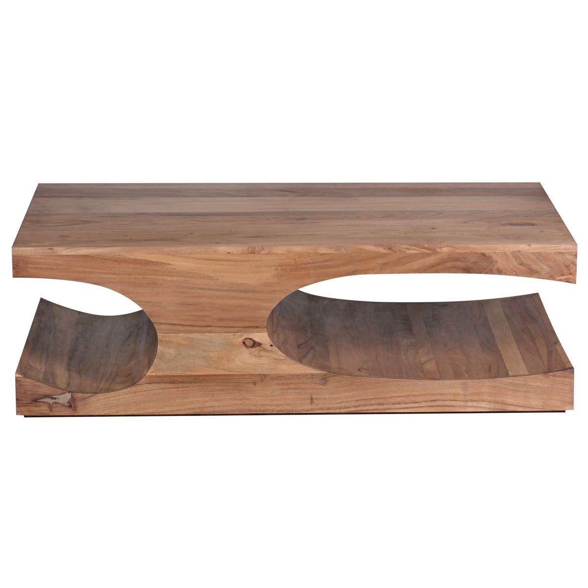COUCHTISCH Massivholz mit zwei Ablagefächern, handgefertigt und pflegeleicht, Beige 118x70x38 cm - Beige, Holz (70/118/38cm) - KADIMA DESIGN