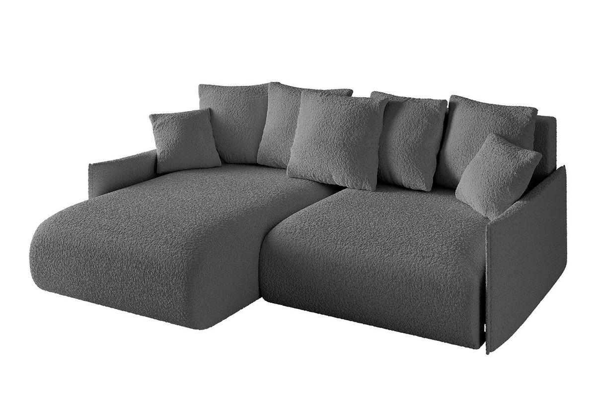ECKSOFA mit Schlaffunktion und Bettkasten ONESK-L -v1 208x165x40 Grau Bouclé - Grau, Holzwerkstoff/Kunststoff (208/165cm) - ALTDECOR