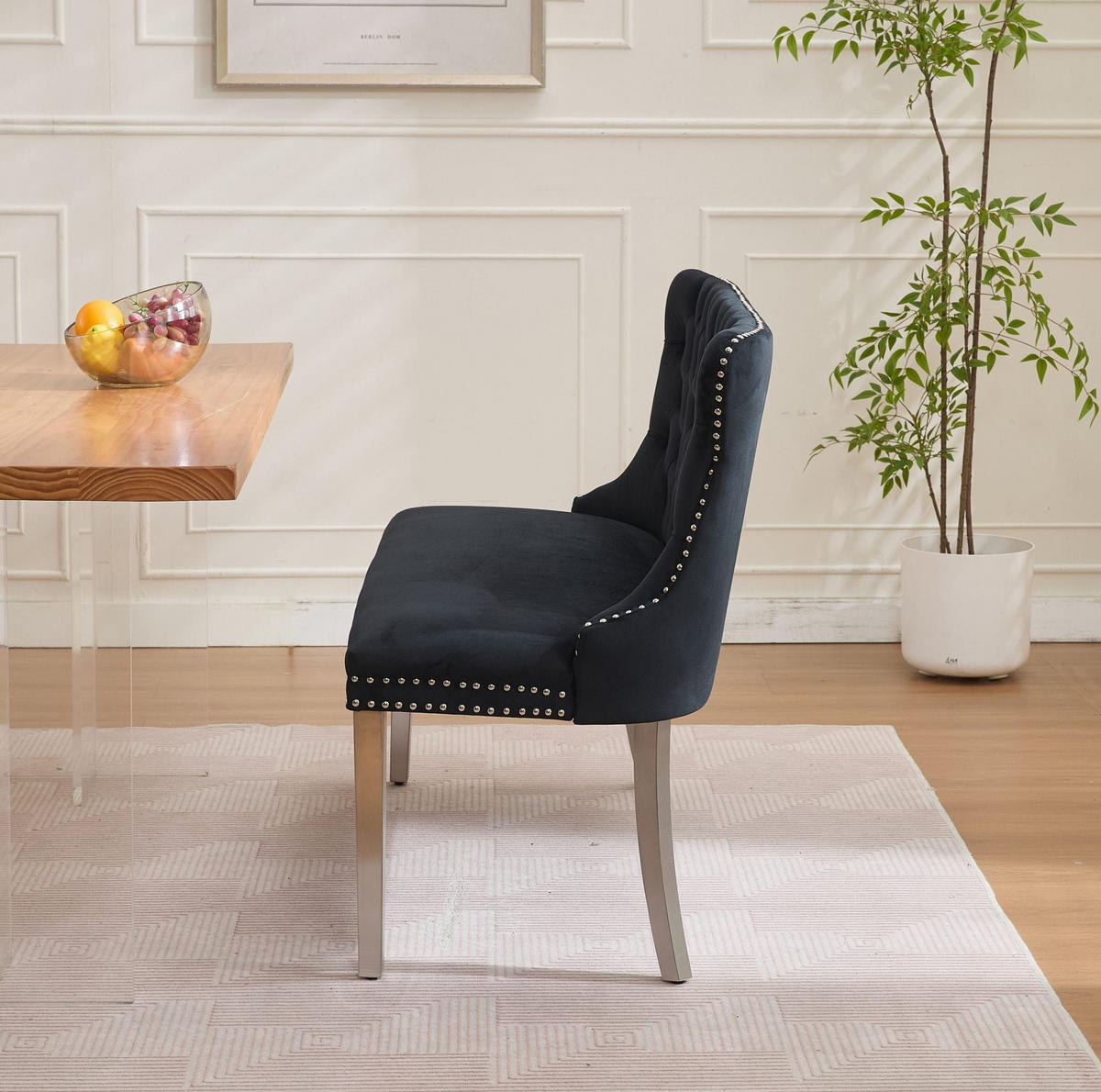 SITZBANK Zweisitzer für Esszimmer Samt Schwarz Edelstahlbeine - Schwarz, Metall (116/89.5/58.1cm) - Meubliv